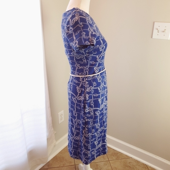 Talbots Medium Petites Nautical Rope Dress Blue Short sleeve Back zip - Picture 6 of 12